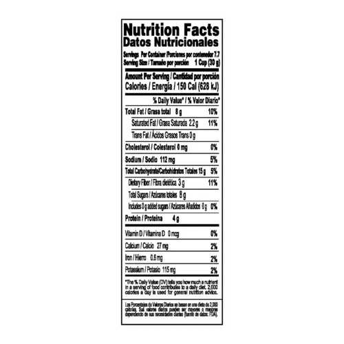 Tabla de informacion nutricional de Favori Mix Conga